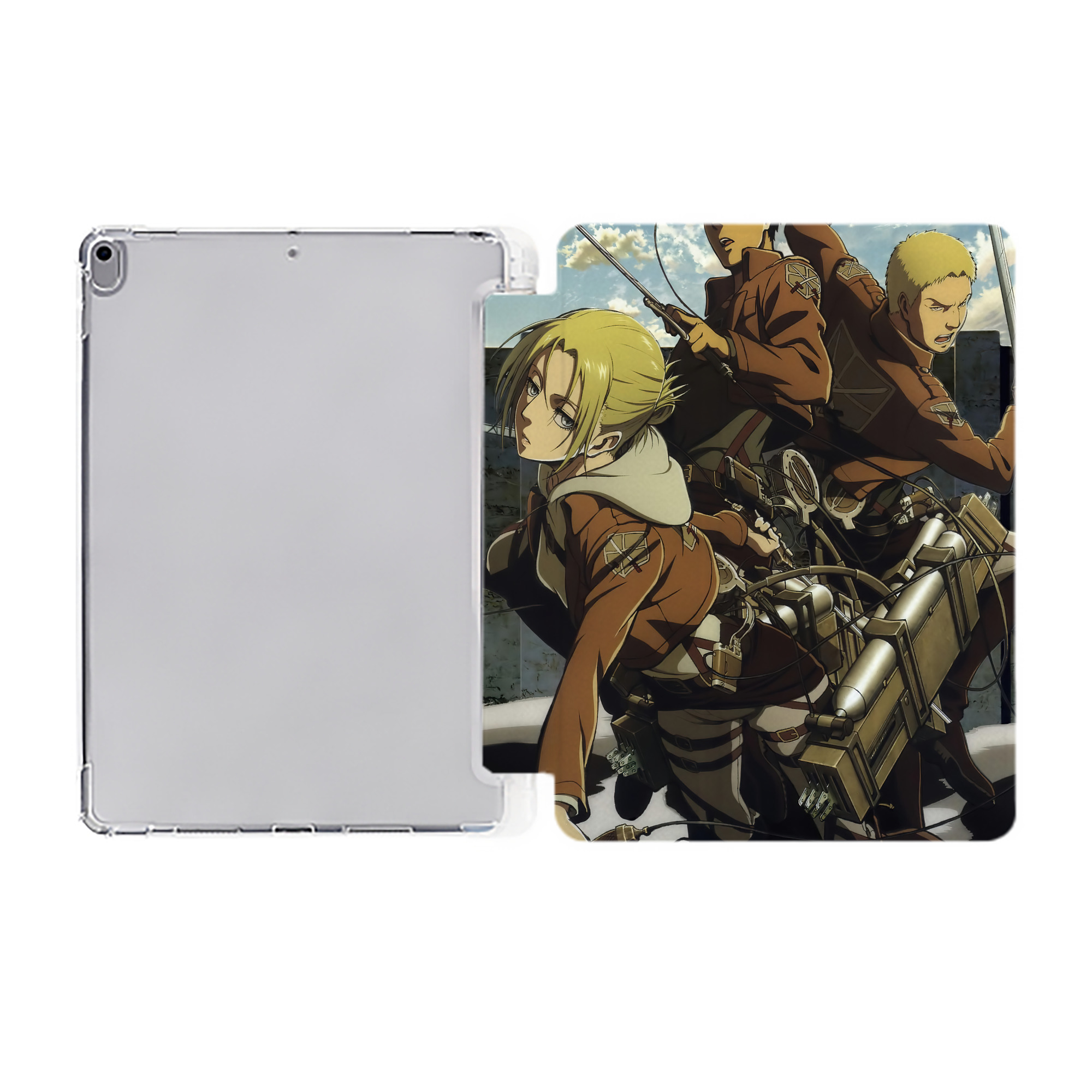 （画像用） 進撃の巨人 Attack on Titan IPad ケース ペン収納付き 三つ折りスタンド PUレザー×シリコン 対応機種9.5/10.5/10.9インチ